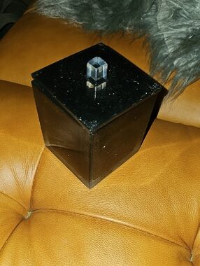 Halston Heritage Black Decorative Box with Clear Knob For Bathroom Storage